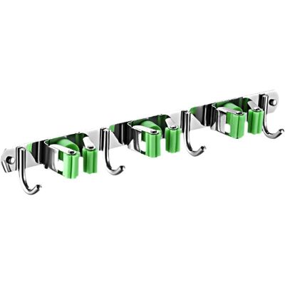 WENCOTTRI Porta Scopa Da Parete, Porta Mocio Da Parete In Acciaio Inox Con 3 Clip E 4 Ganci Per Cucina, Giardino, Balcone, Garage WENCOTTRI Porta Scopa Da Parete, Porta Mocio Da Parete In Acciaio Inox Con 3 Clip E 4 Ganci Per Cucina, Giardino, Balcone, Garage