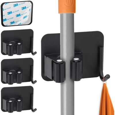 OEM 4 Portautensili Autoadesivi Con Ganci Per Scopa, Montaggio A Parete Per Cucina, Lavanderia, Bagno, Supporto Universale A Fissaggio Rapido, Nero OEM 4 Portautensili Autoadesivi Con Ganci Per Scopa, Montaggio A Parete Per Cucina, Lavanderia, Bagno, Supporto Universale A Fissaggio Rapido, Nero