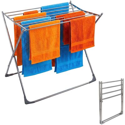RELAXDAYS Stendibiancheria Pieghevole, 8 Aste, Hxlxp: 77 X 86 X 57 Cm, Acciaio Inox, Salvaspazio, Argento RELAXDAYS Stendibiancheria Pieghevole, 8 Aste, Hxlxp: 77 X 86 X 57 Cm, Acciaio Inox, Salvaspazio, Argento