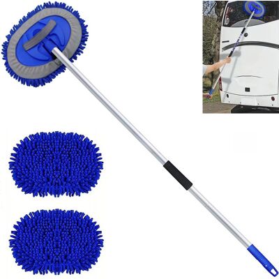 SIENTICE Spazzola Per Autolavaggio In Microfibra Da 157 Cm Con Manico Lungo E 2 Testine Di Ricambio, Set Per Lavaggio Auto, Spolverino, Per La Camper, Blu SIENTICE Spazzola Per Autolavaggio In Microfibra Da 157 Cm Con Manico Lungo E 2 Testine Di Ricambio, Set Per Lavaggio Auto, Spolverino, Per La Camper, Blu
