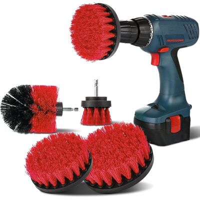 Zone Set Di Spazzole Per Trapano, 4 Pezzi, Setole Medie, 2" / 3,5" / 4" / 5", Spazzola Per La Pulizia, Spazzola Per Accessori, Spazzole Per Vasca Da Bagno, Pavimento Piastrellato, Cucina, Rosso Zone Set Di Spazzole Per Trapano, 4 Pezzi, Setole Medie, 2" / 3,5" / 4" / 5", Spazzola Per La Pulizia, Spazzola Per Accessori, Spazzole Per Vasca Da Bagno, Pavimento Piastrellato, Cucina, Rosso