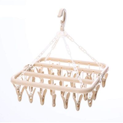KZQ Stendibiancheria Pieghevole Per Calze E Vestiti Con 32 Clip In Plastica, Taglia Unica 32x32 Cm, Beige - KZQ Stendibiancheria Pieghevole Per Calze E Vestiti Con 32 Clip In Plastica, Taglia Unica 32x32 Cm, Beige -
