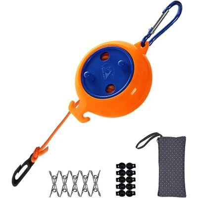 FORTUNEVILLE Corda Per Stendere Il Bucato Portatile, Stendibiancheria Retrattile 8m Per Campeggio All'aperto, Bagno Lavanderia Giardino FORTUNEVILLE Corda Per Stendere Il Bucato Portatile, Stendibiancheria Retrattile 8m Per Campeggio All'aperto, Bagno Lavanderia Giardino