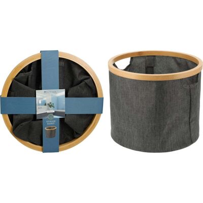 ALTRO Cesto Portabiancheria Rotondo Con Bordo In Bambù D30 X 25 Cm Grigio Peraga Home ALTRO Cesto Portabiancheria Rotondo Con Bordo In Bambù D30 X 25 Cm Grigio Peraga Home