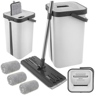 NORTHIX Mocio Piatto Con Secchio A Doppia Camera Da 11 Litri E 3 Panni NORTHIX Mocio Piatto Con Secchio A Doppia Camera Da 11 Litri E 3 Panni