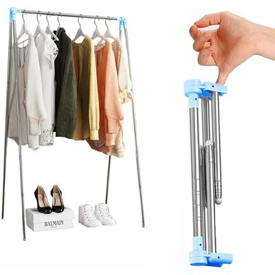 FULEADTURE Porta Abiti Da Viaggio Portatile, Porta Abiti Pieghevole Per Viaggi, Campeggio, Asciugatura, Camper, Blu, Altezza 35-133 Cm FULEADTURE Porta Abiti Da Viaggio Portatile, Porta Abiti Pieghevole Per Viaggi, Campeggio, Asciugatura, Camper, Blu, Altezza 35-133 Cm