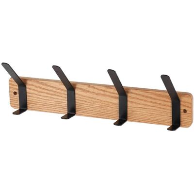 TENDANCE Appendiabiti In Legno Con 4 Ganci In Metallo - Nero - TENDANCE Appendiabiti In Legno Con 4 Ganci In Metallo - Nero -