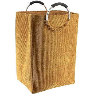 TENDANCE 55l - Cesto Portabiancheria Pieghevole In Velluto A Coste Color Senape - TENDANCE 55l - Cesto Portabiancheria Pieghevole In Velluto A Coste Color Senape -