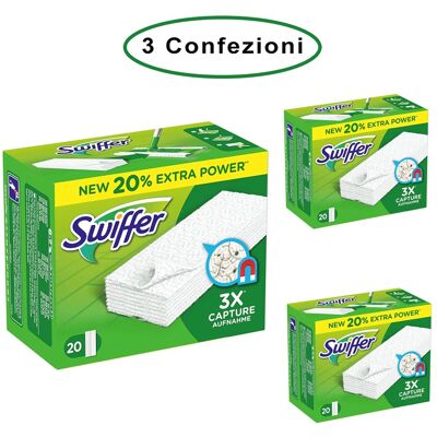 SWIFFER Panni Di Ricambio Cattura Polvere Per Scopa 3 Confezioni Da 20 Panni SWIFFER Panni Di Ricambio Cattura Polvere Per Scopa 3 Confezioni Da 20 Panni