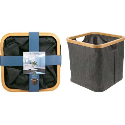 ALTRO Cesto Portabiancheria Quadrato Con Bordo In Bambù 30x30 Cm Grigio Peraga Home ALTRO Cesto Portabiancheria Quadrato Con Bordo In Bambù 30x30 Cm Grigio Peraga Home