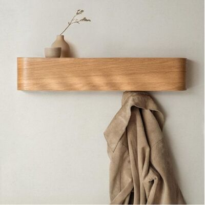 TAPWORKS Scaffale A Muro - Appendiabiti Con Ganci - Coat Rack Shelf - Archiviazione - Ganci A Scomparsa In Legno Colore Naturale Del Legno TAPWORKS Scaffale A Muro - Appendiabiti Con Ganci - Coat Rack Shelf - Archiviazione - Ganci A Scomparsa In Legno Colore Naturale Del Legno