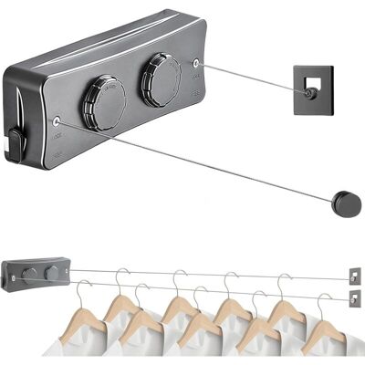 KEEMOTE Stendibiancheria Retrattile Per Interni Ed Esterni, 2 Stendibiancheria Retrattili In Acciaio Inox Da 5,1 M, Stendino Per Panni KEEMOTE Stendibiancheria Retrattile Per Interni Ed Esterni, 2 Stendibiancheria Retrattili In Acciaio Inox Da 5,1 M, Stendino Per Panni