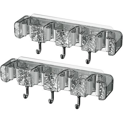 OEM Porta Scopa Da Parete In Due Parti, Non Richiede Foratura - Supporto Per Scopa E Mocio, Con 4 Clip E 3 Ganci, Installazione Autoadesiva, Grigio Traslucido. OEM Porta Scopa Da Parete In Due Parti, Non Richiede Foratura - Supporto Per Scopa E Mocio, Con 4 Clip E 3 Ganci, Installazione Autoadesiva, Grigio Traslucido.