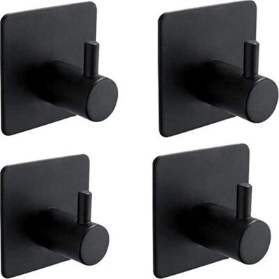 ENLENK 4 Pezzi Ganci Adesivi 3m, Da Bagno A Parete, Appendino Per Asciugamani Da Cucina, Appendiquadri Senza Forare, Gancio Autoadesivo In Acciaio Inox, Nero ENLENK 4 Pezzi Ganci Adesivi 3m, Da Bagno A Parete, Appendino Per Asciugamani Da Cucina, Appendiquadri Senza Forare, Gancio Autoadesivo In Acciaio Inox, Nero