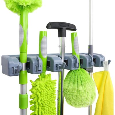 OEM Supporto Rettangolare Da Parete Per Scope E Attrezzi Da Giardino, Organizer Per Prodotti Per La Pulizia Per Lavanderia, Cucina, Casetta Da Giardino E Garage, 6 Ganci E 5 Fessure, Grigio OEM Supporto Rettangolare Da Parete Per Scope E Attrezzi Da Giardino, Organizer Per Prodotti Per La Pulizia Per Lavanderia, Cucina, Casetta Da Giardino E Garage, 6 Ganci E 5 Fessure, Grigio