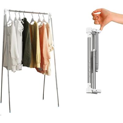 FULEADTURE Stendibiancheria Da Pavimento, Asta Di Asciugatura Retrattile, Porta Abiti Da Viaggio Portatile, Porta Abiti Pieghevole, Bianco, Altezza 35-133 Cm FULEADTURE Stendibiancheria Da Pavimento, Asta Di Asciugatura Retrattile, Porta Abiti Da Viaggio Portatile, Porta Abiti Pieghevole, Bianco, Altezza 35-133 Cm