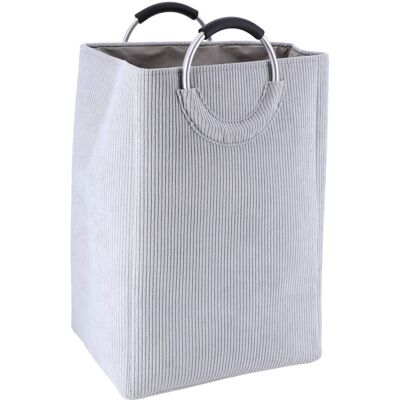 TENDANCE 55l - Cesto Portabiancheria Pieghevole In Velluto A Coste Grigio Chiaro - TENDANCE 55l - Cesto Portabiancheria Pieghevole In Velluto A Coste Grigio Chiaro -