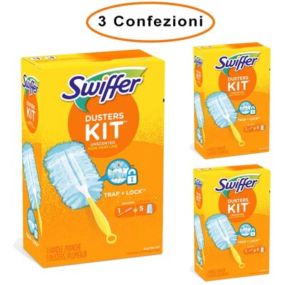 SWIFFER Duster Starter Kit Catturapolvere 3 Confezioni Da 1 Manico & 5 Piumini SWIFFER Duster Starter Kit Catturapolvere 3 Confezioni Da 1 Manico & 5 Piumini