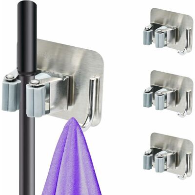 XISRENS Set Di 4 Ganci Porta Scope Da Parete, Senza Bisogno Di Forare. Porta Scope Autoadesivo Con Ganci, Salvaspazio Per Cucina, Bagno, Giardino, Garage E Casa. Colore Argento. XISRENS Set Di 4 Ganci Porta Scope Da Parete, Senza Bisogno Di Forare. Porta Scope Autoadesivo Con Ganci, Salvaspazio Per Cucina, Bagno, Giardino, Garage E Casa. Colore Argento.