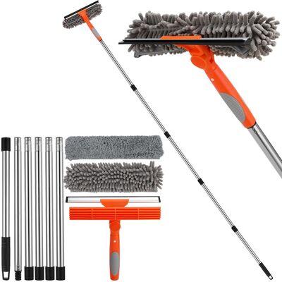 OEM Tergivetro Professionale 2 In 1, Kit Per La Pulizia Dei Vetri Con Manico Telescopico Da 240 Cm, Lavavetri Telescopico Con Testa Flessibile, Per Finestre Interne Alte, Grigio OEM Tergivetro Professionale 2 In 1, Kit Per La Pulizia Dei Vetri Con Manico Telescopico Da 240 Cm, Lavavetri Telescopico Con Testa Flessibile, Per Finestre Interne Alte, Grigio