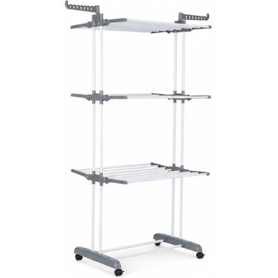 DASCK - Stendino Pieghevole 3 Livelli Regolabile 75-126 Cm Con Ruote - Grigio DASCK - Stendino Pieghevole 3 Livelli Regolabile 75-126 Cm Con Ruote - Grigio