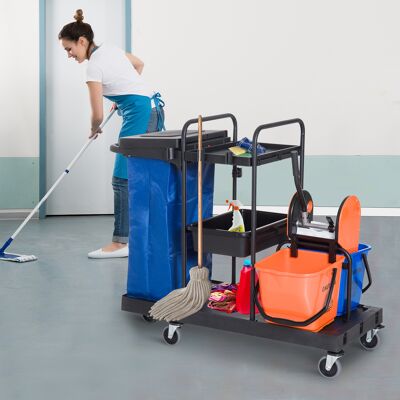 PZCC Carrello Per La Pulizia, Carrello Porta Mocio, Carrello Modulare Con 4 Ruote Scorrevoli, Nero+blu+arancione, 111 × 63,3 × 103 Cm PZCC Carrello Per La Pulizia, Carrello Porta Mocio, Carrello Modulare Con 4 Ruote Scorrevoli, Nero+blu+arancione, 111 × 63,3 × 103 Cm