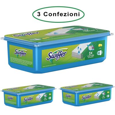 SWIFFER Wet Panni Umidi Lavapavimenti Per Scopa Al Limone 3 Confezioni Da 24 Panni SWIFFER Wet Panni Umidi Lavapavimenti Per Scopa Al Limone 3 Confezioni Da 24 Panni