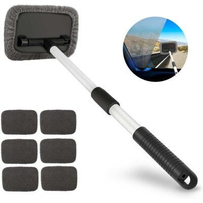 OEM Spazzola Per La Pulizia Dell'auto – Pulitore Per Parabrezza Con Manico Telescopico – 6 Panni In Microfibra Riutilizzabili – Testa Girevole A 180° – Crezuo – Crezuo OEM Spazzola Per La Pulizia Dell'auto – Pulitore Per Parabrezza Con Manico Telescopico – 6 Panni In Microfibra Riutilizzabili – Testa Girevole A 180° – Crezuo – Crezuo