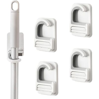 ARNAULT Porta Scope Da Parete, Set Da 4 Pezzi, Porta Scope Autoadesivo Da Parete, Porta Mocio, Materiale Abs, Bianco, Per Cucina, Garage, Lavanderia ARNAULT Porta Scope Da Parete, Set Da 4 Pezzi, Porta Scope Autoadesivo Da Parete, Porta Mocio, Materiale Abs, Bianco, Per Cucina, Garage, Lavanderia