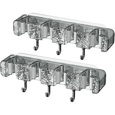 OEM Porta Scopa Da Parete In 2 Pezzi, Non Richiede Foratura - Porta Scopa E Mocio Con 4 Clip E 3 Ganci, Montaggio Autoadesivo, Grigio Traslucido OEM Porta Scopa Da Parete In 2 Pezzi, Non Richiede Foratura - Porta Scopa E Mocio Con 4 Clip E 3 Ganci, Montaggio Autoadesivo, Grigio Traslucido