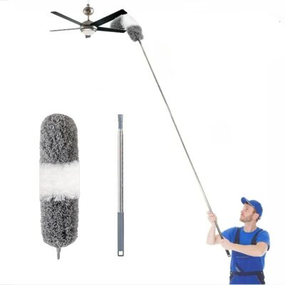 FULEADTURE Spolverino Telescopico, Grigio E Bianco, Spazzola Per La Pulizia Delle Grondaie Estensibile 83-250 Cm, Manico In Acciaio Inox Per Polvere E Peli Di Animali FULEADTURE Spolverino Telescopico, Grigio E Bianco, Spazzola Per La Pulizia Delle Grondaie Estensibile 83-250 Cm, Manico In Acciaio Inox Per Polvere E Peli Di Animali