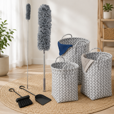 NORTHIX Set Per La Pulizia Del Camino In Tessuto (3 Pezzi) – Trio Di Cestini Per La Biancheria, Scopa Per La Cenere E Piumino Telescopico NORTHIX Set Per La Pulizia Del Camino In Tessuto (3 Pezzi) – Trio Di Cestini Per La Biancheria, Scopa Per La Cenere E Piumino Telescopico