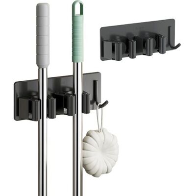 XISRENS Porta Scopa In Acciaio Inox, Appendiabiti Da Parete Senza Foratura, Porta Scopa A 2 Scomparti Con 1 Gancio Per Cucina, Bagno, Giardino, Garage, 2 Pezzi, Nero XISRENS Porta Scopa In Acciaio Inox, Appendiabiti Da Parete Senza Foratura, Porta Scopa A 2 Scomparti Con 1 Gancio Per Cucina, Bagno, Giardino, Garage, 2 Pezzi, Nero