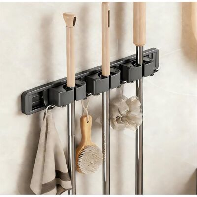 OEM Porta Scope Da Parete Con Ganci Regolabili, Ideale Per Piccoli Spazi. Perfetto Per Riporre Scope E Mop In Cucina, Garage O Lavanderia. Include 3 Ripiani E 4 Ganci. Colore Grigio. OEM Porta Scope Da Parete Con Ganci Regolabili, Ideale Per Piccoli Spazi. Perfetto Per Riporre Scope E Mop In Cucina, Garage O Lavanderia. Include 3 Ripiani E 4 Ganci. Colore Grigio.