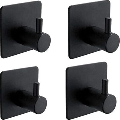 ENLENK 4 Pezzi Ganci Adesivi, Da Bagno A Muro, Appendi Asciugamano Da Cucina, Gancio Autoadesivo In Acciaio Inox, Nero ENLENK 4 Pezzi Ganci Adesivi, Da Bagno A Muro, Appendi Asciugamano Da Cucina, Gancio Autoadesivo In Acciaio Inox, Nero