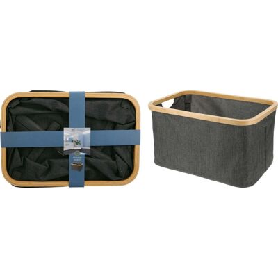 ALTRO Cesto Portabiancheria Rettangolare Con Bordo In Bambù 45 X 25 Cm Grigio Peraga Home ALTRO Cesto Portabiancheria Rettangolare Con Bordo In Bambù 45 X 25 Cm Grigio Peraga Home