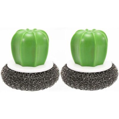 XISRENS 2 Pezzi Di Spazzole Da Cucina Creative A Forma Di Cactus, Spazzola Per Lavaggio In Acciaio Inossidabile Con Pallina Di Spugna In Filo Metallico E Manico In Plastica Nera XISRENS 2 Pezzi Di Spazzole Da Cucina Creative A Forma Di Cactus, Spazzola Per Lavaggio In Acciaio Inossidabile Con Pallina Di Spugna In Filo Metallico E Manico In Plastica Nera