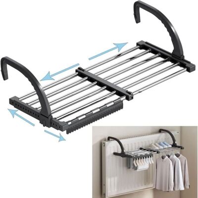 XISRENS Stendibiancheria Da Balcone/radiatore/parete, Pieghevole In Acciaio Inox, Stendibiancheria Telescopico (lunghezza: 51-95 Cm), Con Stendino Antivento Per Calzini Incluso. XISRENS Stendibiancheria Da Balcone/radiatore/parete, Pieghevole In Acciaio Inox, Stendibiancheria Telescopico (lunghezza: 51-95 Cm), Con Stendino Antivento Per Calzini Incluso.