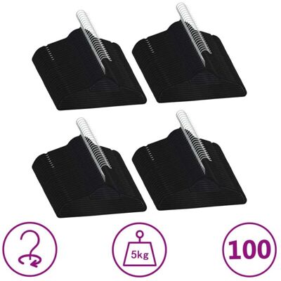 VIDAXL Set Appendiabiti 100 Pz Antiscivolo Nero In Velluto - VIDAXL Set Appendiabiti 100 Pz Antiscivolo Nero In Velluto -
