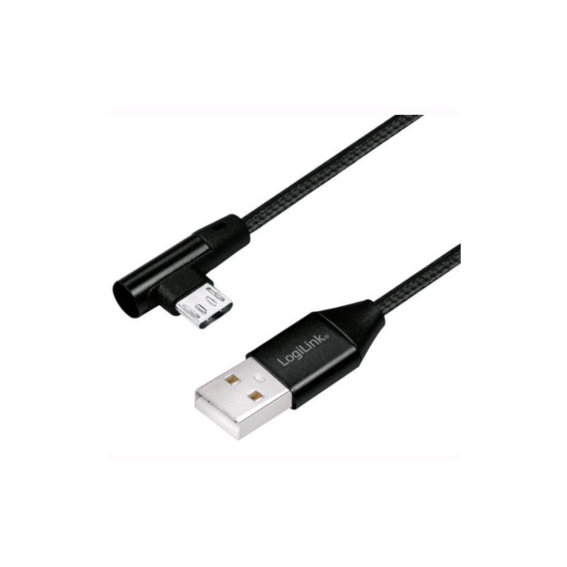 Logilink - Cavo usb Micro-B Maschio Angolato/USB-A Maschio Dritto 1m Nero