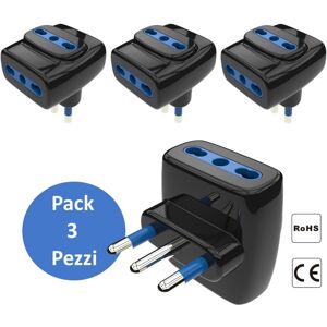 AIGOSTAR Set 3 Adattatori Tripla Spina 3 Vie Bipasso 16a 1500w Nero AIGOSTAR Set 3 Adattatori Tripla Spina 3 Vie Bipasso 16a 1500w Nero