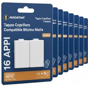 AIGOSTAR Tappo Copriforo Bianco Compatibile Serie Biticino Matix 16 Pezzi AIGOSTAR Tappo Copriforo Bianco Compatibile Serie Biticino Matix 16 Pezzi