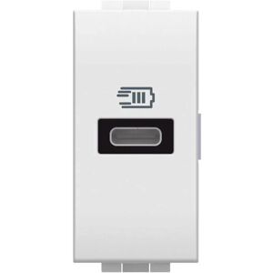 Caricatore USB Bticino N4192c - 3A/5V, 20W - Bianco - USB-C - 1 Modulo - Ricarica rapida Caricatore USB Bticino N4192c - 3A/5V, 20W - Bianco - USB-C - 1 Modulo - Ricarica rapida