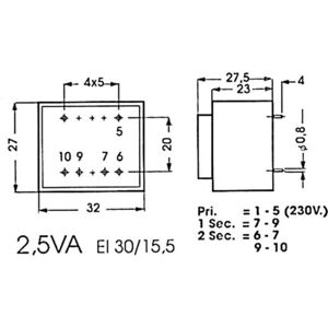 Apex Trasformatore Incapsulato 2,5va 1 X 24v / 1 X 0,104a Apex Trasformatore Incapsulato 2,5va 1 X 24v / 1 X 0,104a