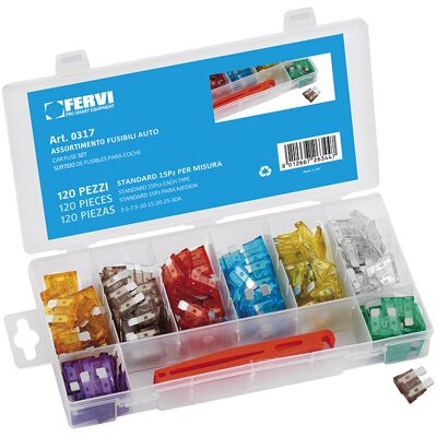 FERVI - Set di fusibili auto - 120 pezzi FERVI - Set di fusibili auto - 120 pezzi