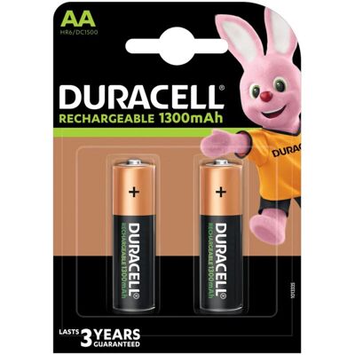 Duracell - Batterie ricaricabile AA 1300mAh Confezione da 2 Duracell - Batterie ricaricabile AA 1300mAh Confezione da 2