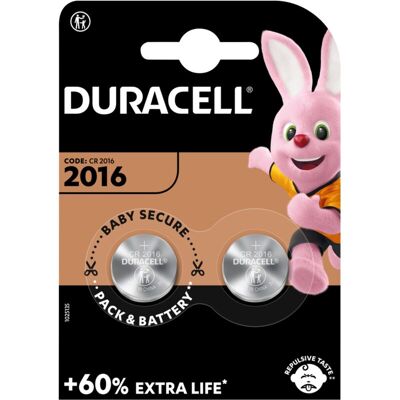 Batteria al litio Duracell CR2016N - Affidabile, 10 anni di durata Batteria al litio Duracell CR2016N - Affidabile, 10 anni di durata