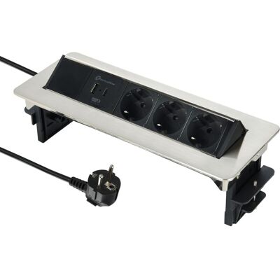 ELECTRALINE 62570 Multipresa a scomparsa - Presa scrivania, 3 Schuko + 2 USB ELECTRALINE 62570 Multipresa a scomparsa - Presa scrivania, 3 Schuko + 2 USB