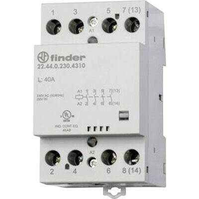 Contattore modulare Serie 22 Finder - Bobina 230V, 3 NO +1 NC, 40A Contattore modulare Serie 22 Finder - Bobina 230V, 3 NO +1 NC, 40A