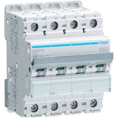 Hager NCN410A - Interruttore 4P 10A 10kA Hager NCN410A - Interruttore 4P 10A 10kA